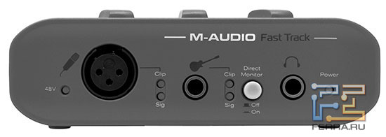 M-Audio Fast Track, передняя панель.